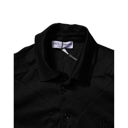 Dolce & Gabbana Black Cotton Collared Polo T-shirt