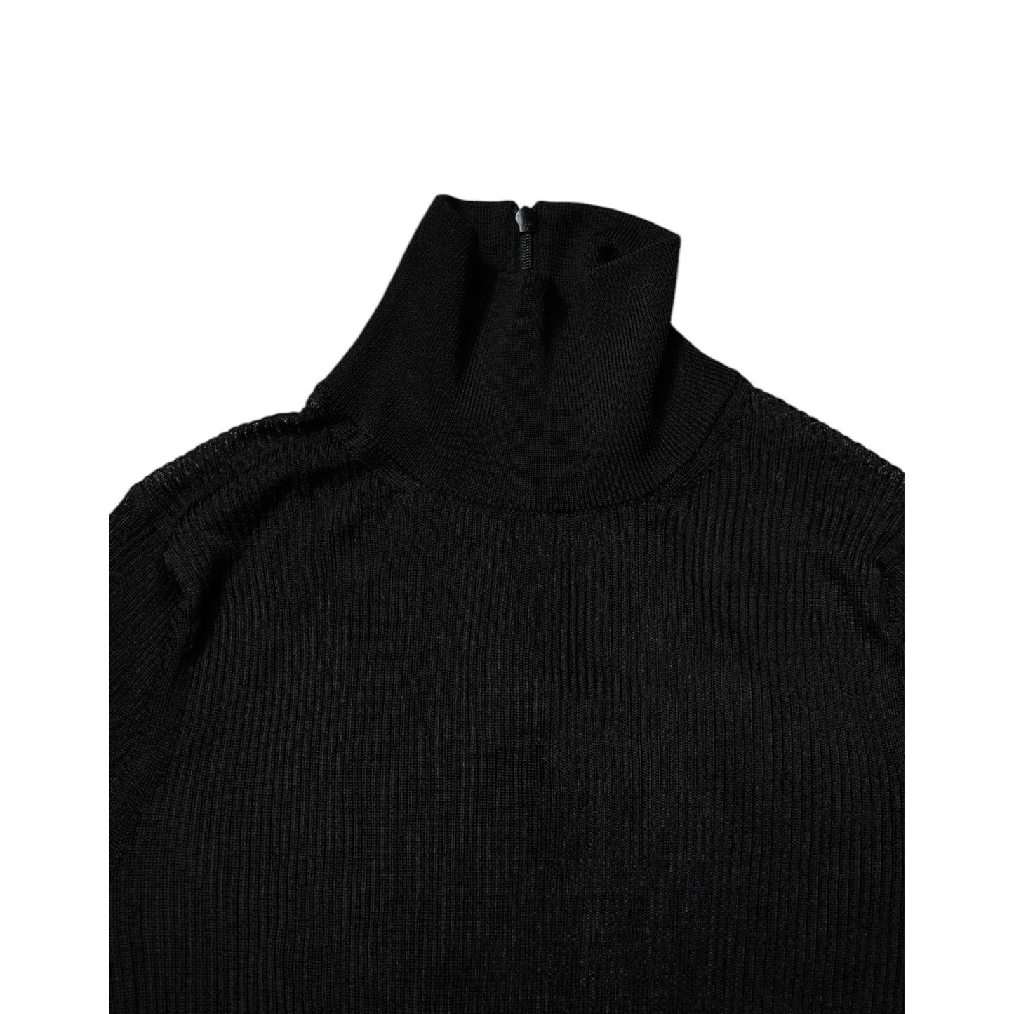 Dolce & Gabbana Black Knit Long Sleeves Turtleneck Slim Top