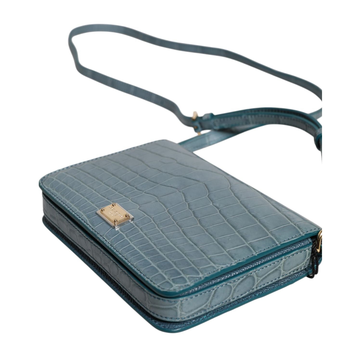 Dolce & Gabbana Green Exotic Leather DG Plaque Crossbody Mini Bag