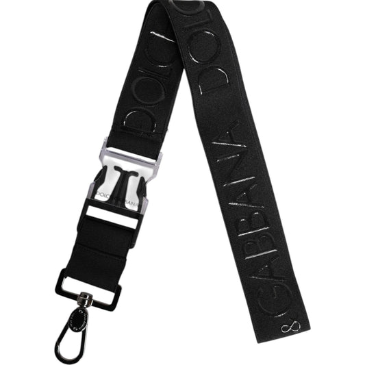 Dolce & Gabbana Black Stretch Polyester Rubberised DG Logo Keychain