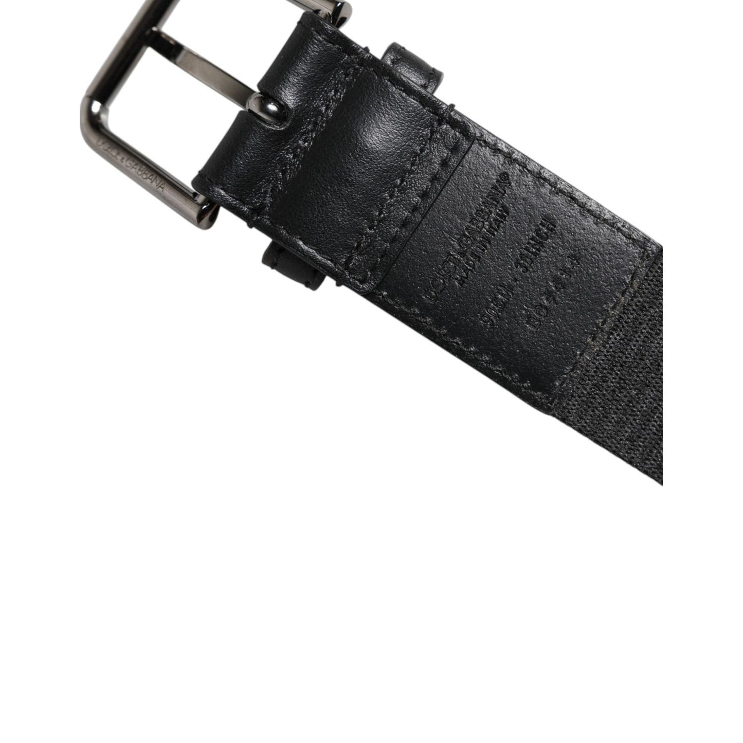 Dolce & Gabbana Black Leather Classic Metal Logo Buckle Belt BEL9338-100
