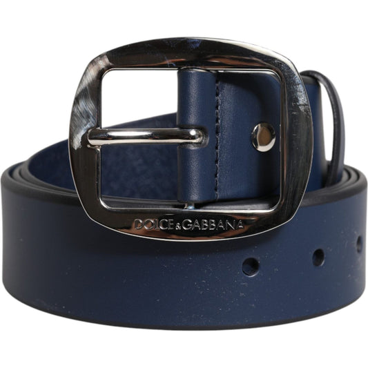 Dolce & Gabbana Blue Calf Leather Classic Metal Buckle Belt BEL9351-115