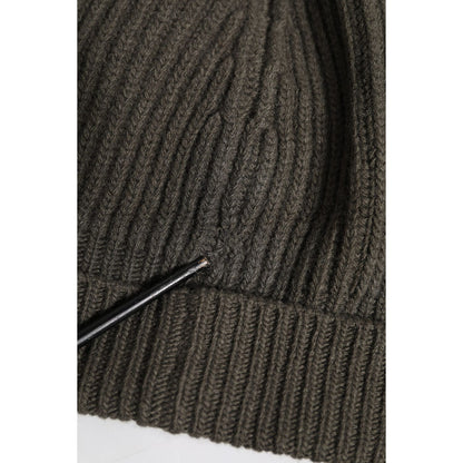 Dolce & Gabbana Green Wool DG Plaque Knitted Winter Beanie Hat