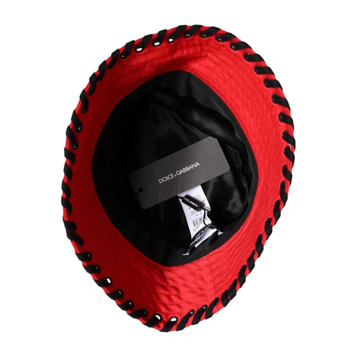 Dolce & Gabbana Red Lace Polyester Wide Brim Bucket Hat