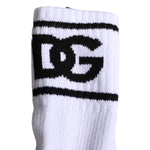 Dolce & Gabbana White Cotton DG Logo Print Open Toe Socks