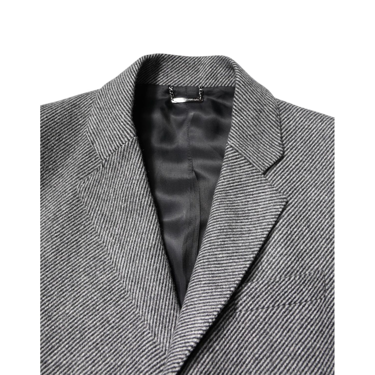 Dolce & Gabbana Gray Wool Single Breasted Trench Coat Jacket