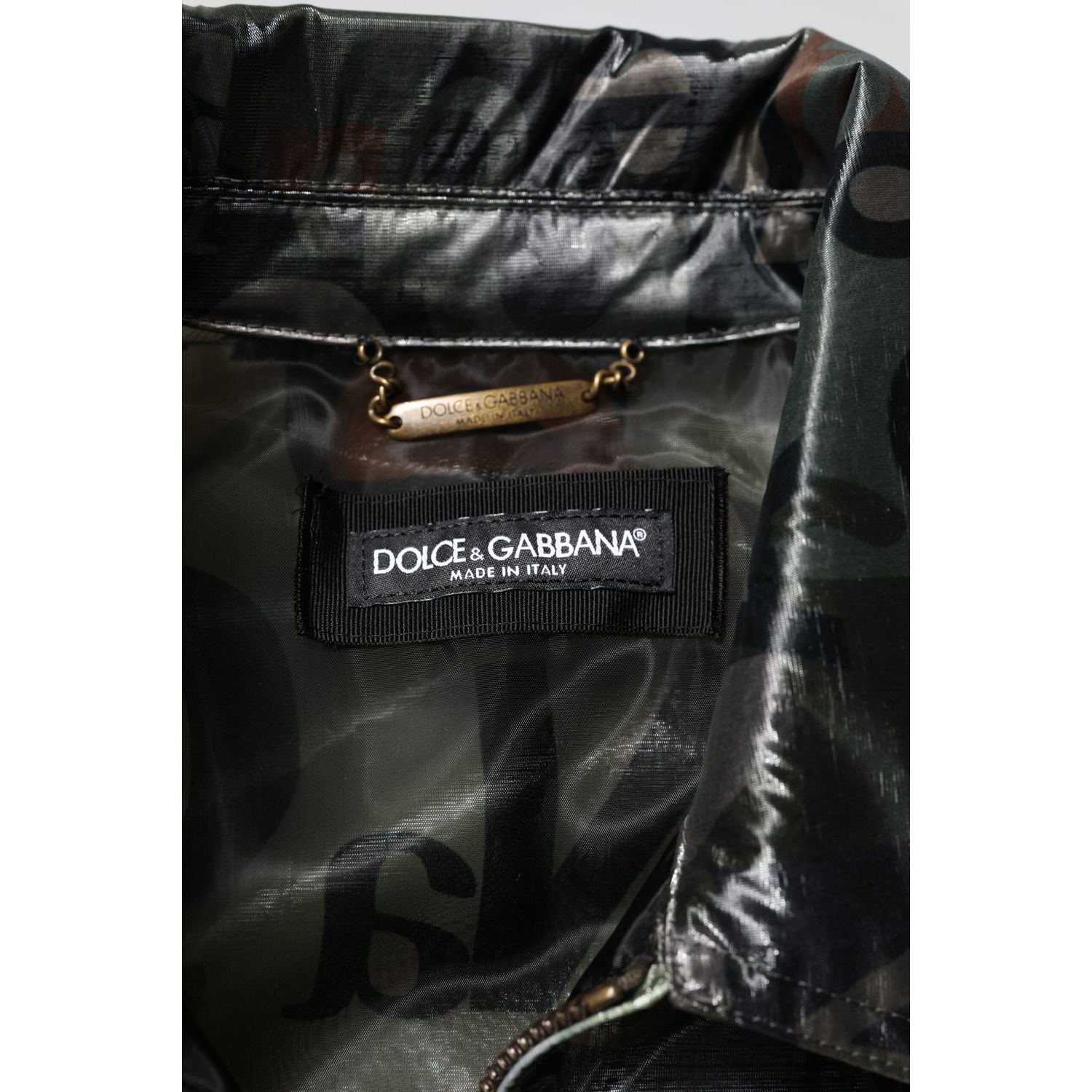 Dolce & Gabbana Green DG Logo Print Bomber Full Zip Jacket