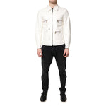 Dolce & Gabbana White Collared Full Zip Biker Coat Jacket
