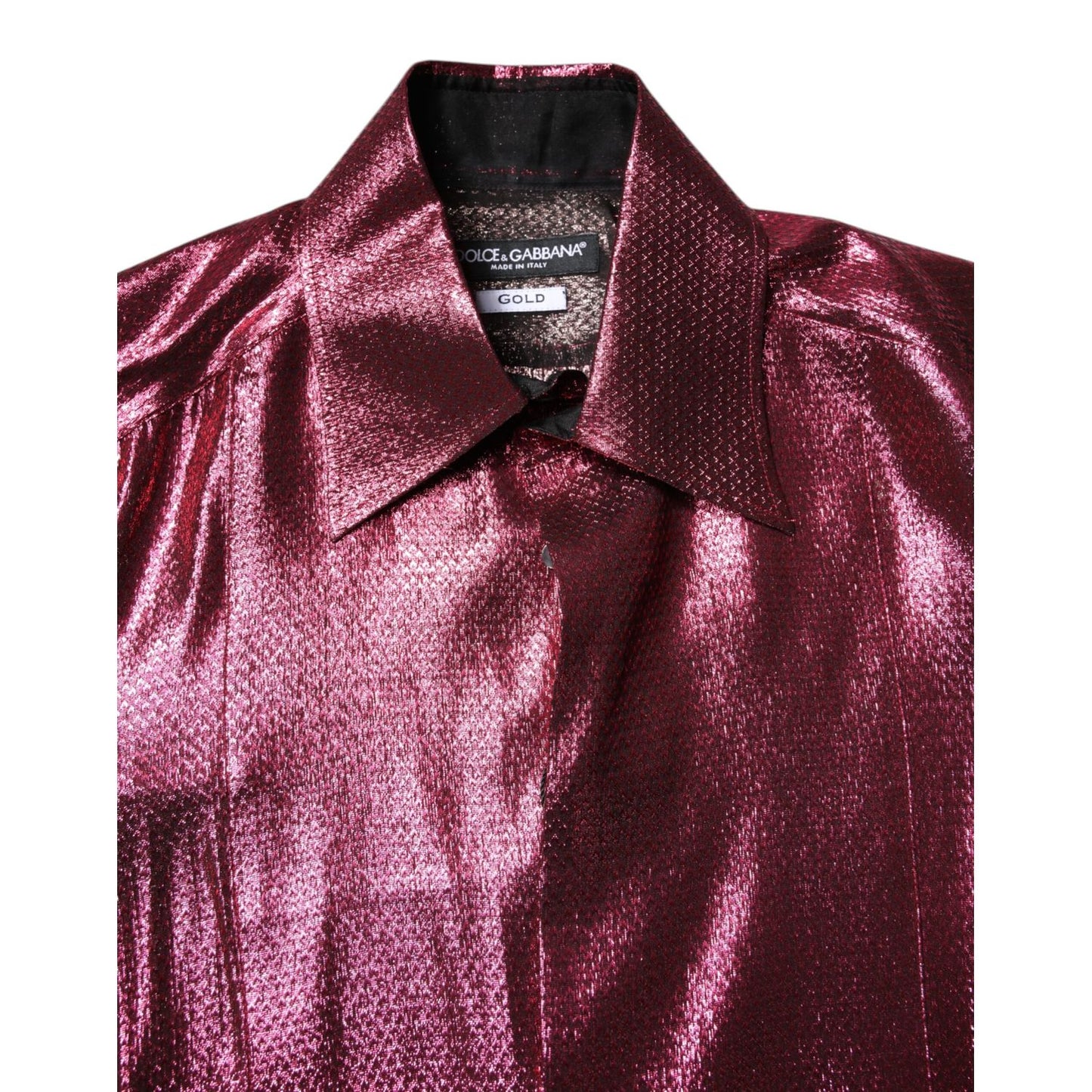 Dolce & Gabbana Metallic Red Cotton GOLD Dress Formal Shirt