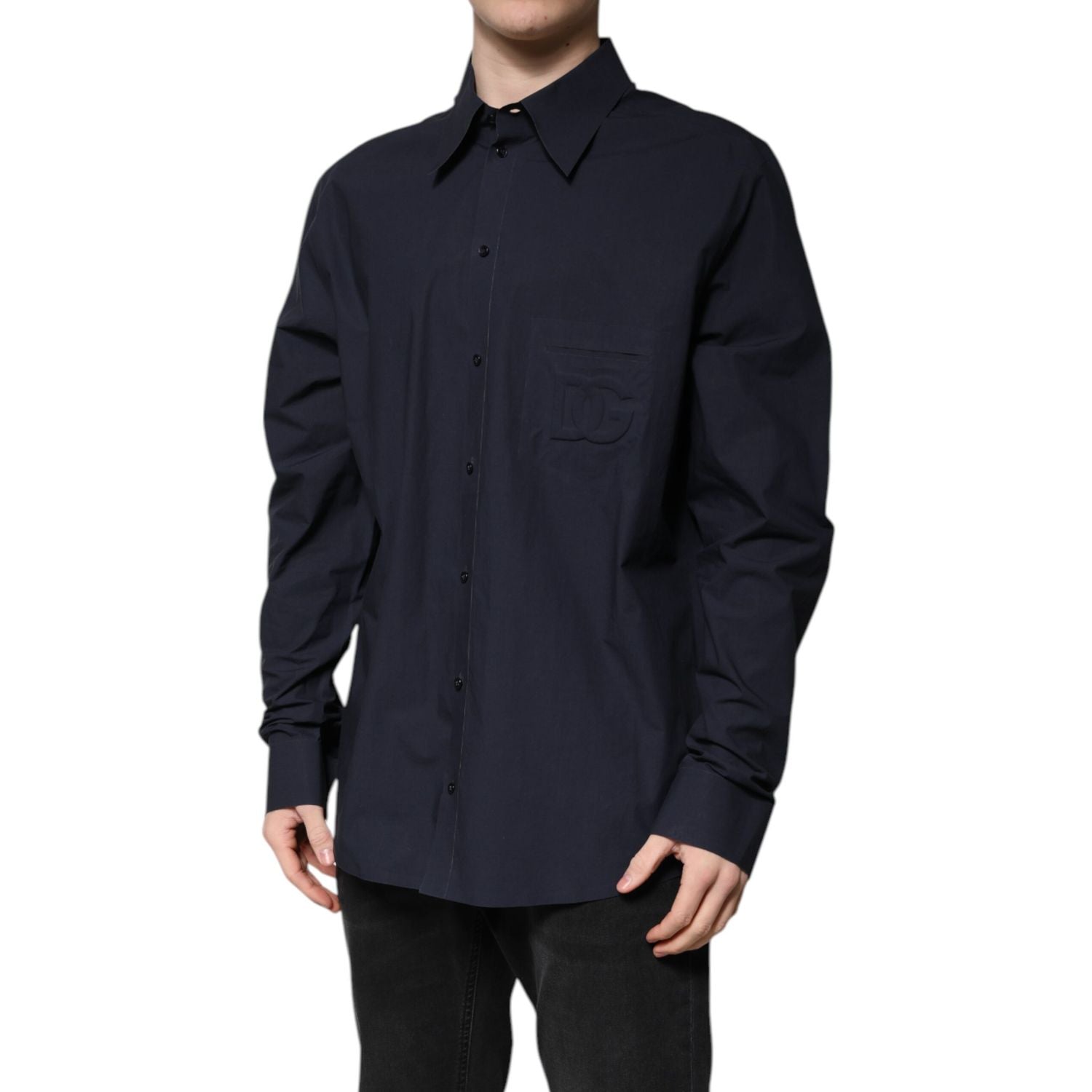 Dolce & Gabbana Dark Blue Cotton Long Sleeve Shirt