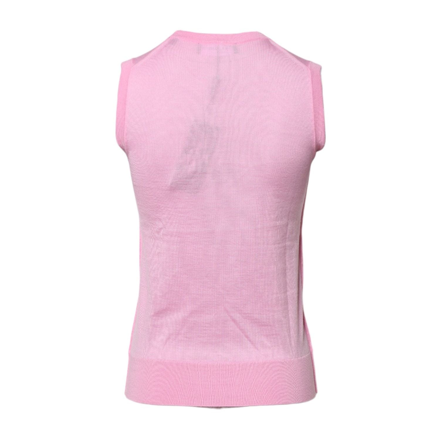 Dolce & Gabbana Pink Cashmere Round Neck Sleeveless Tank Top