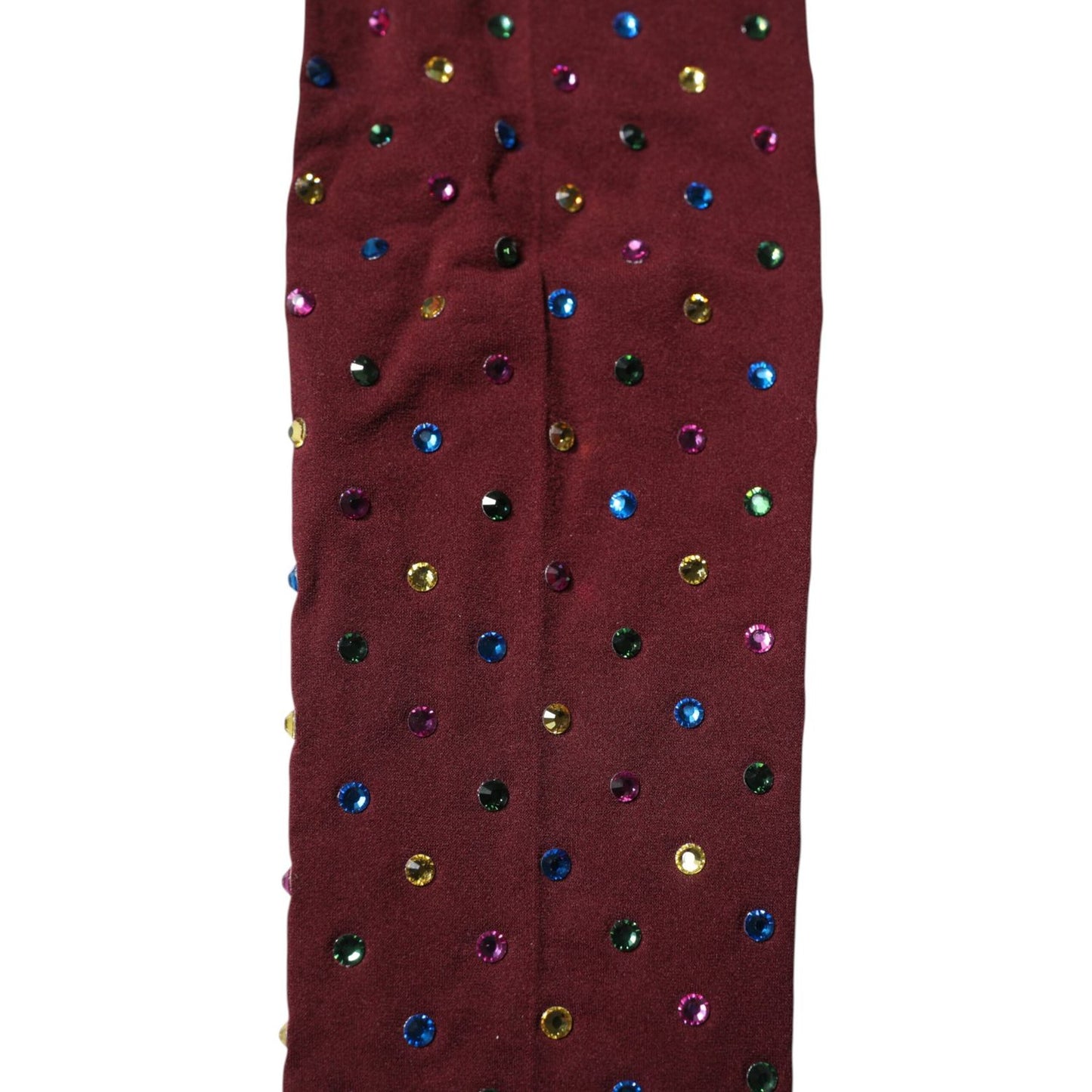 Dolce & Gabbana Maroon Nylon Crystal Embellished Pantyhose Tights