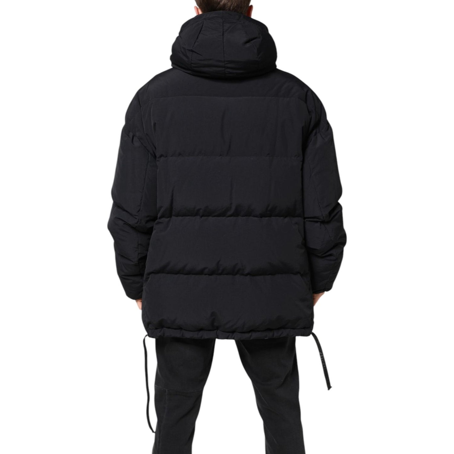 Dolce & Gabbana Black Nylon Full Zip Hooded Parka Jacket