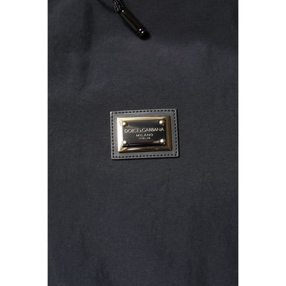 Dolce & Gabbana Black Nylon Full Zip Hooded Parka Jacket