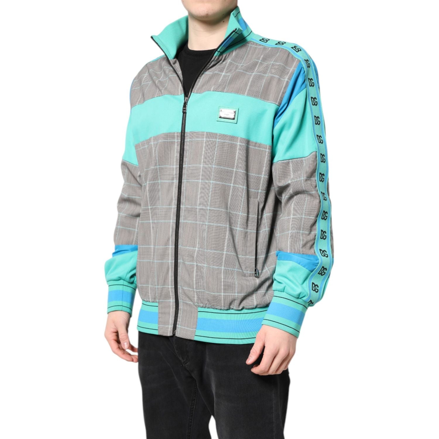 Dolce & Gabbana Multicolor Plaid Full Zip Windbreaker Jacket