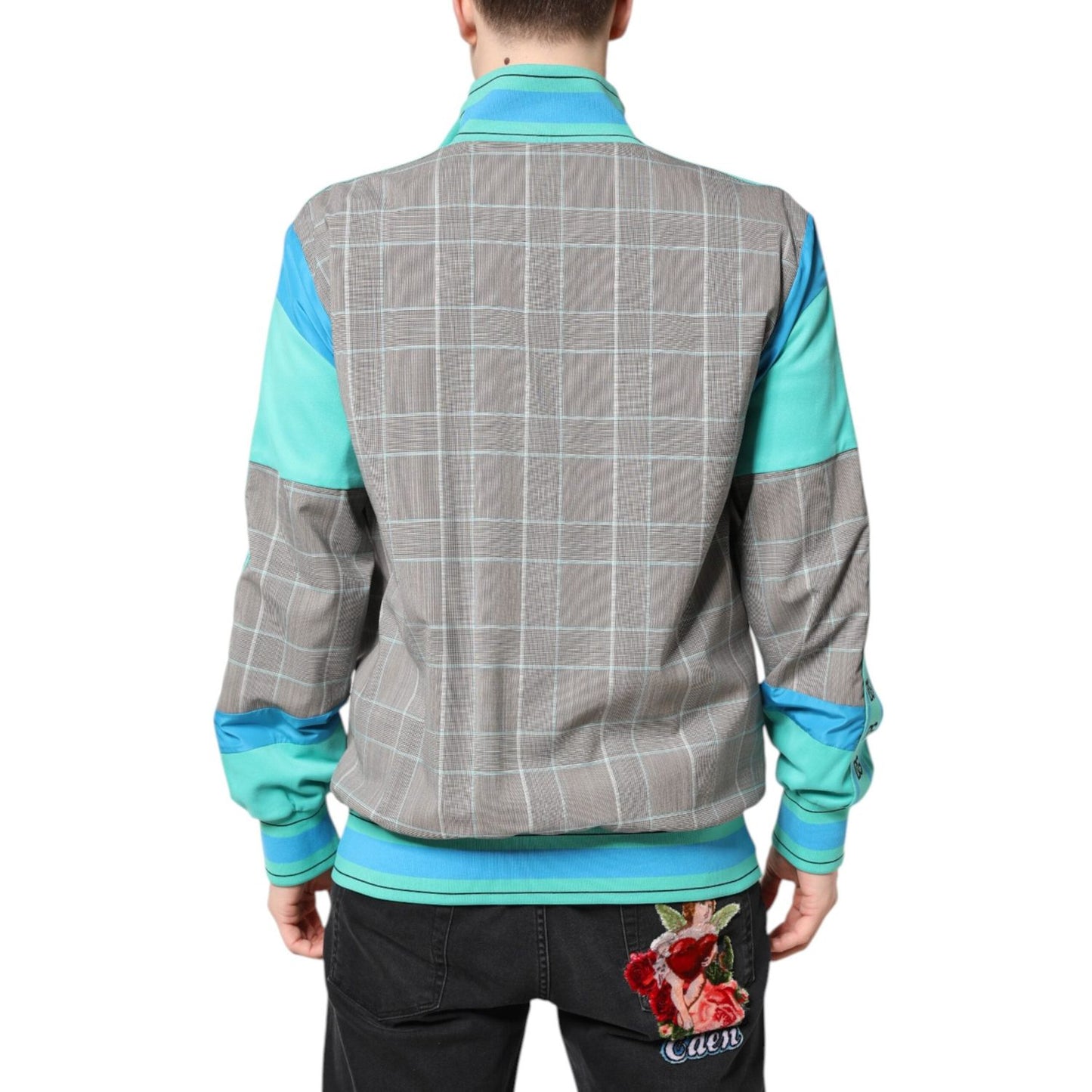 Dolce & Gabbana Multicolor Plaid Full Zip Windbreaker Jacket