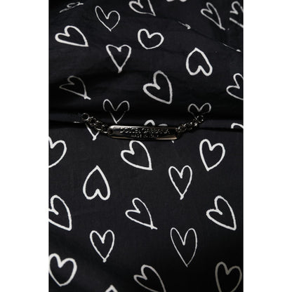 Dolce & Gabbana Black Heart Print Hooded Windbreaker Jacket