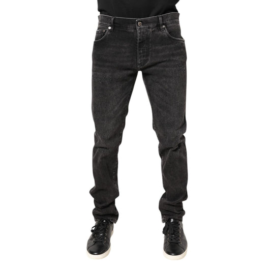 Dolce & Gabbana Gray Washed Cotton Skinny Denim Jeans