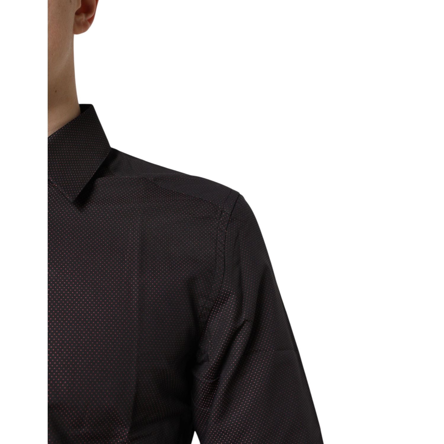 Dolce & Gabbana Maroon Jacquard Cotton GOLD Men Dress Shirt