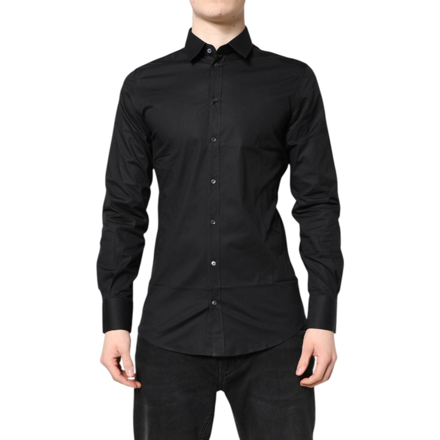 Dolce & Gabbana Black GOLD Cotton Long Sleeves Dress Shirt
