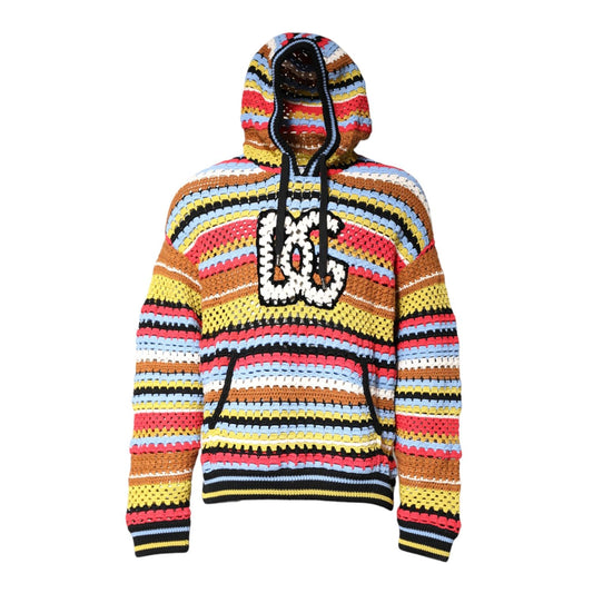 Dolce & Gabbana Multicolor Cotton Hooded Pullover Sweater
