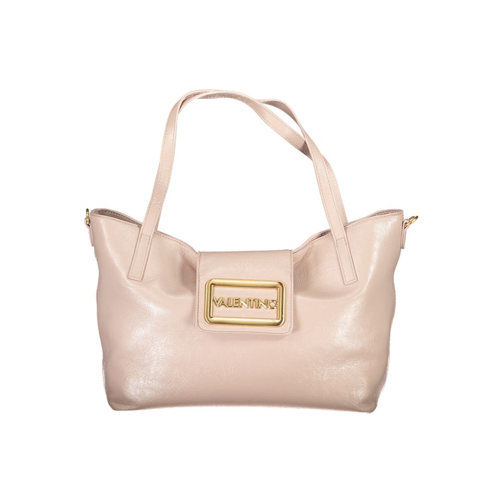 Mario Valentino Pink Polyethylene Women Handbag with elegant shoulder handles and gold accent brand logo.