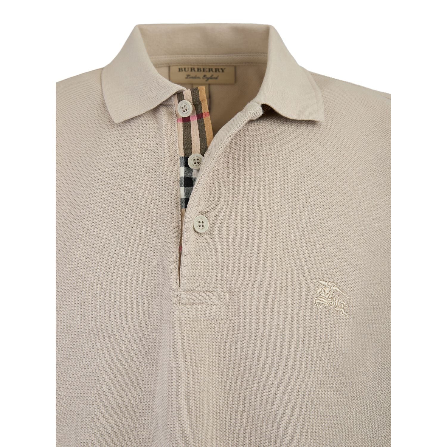 Burberry Pale Stone Cotton Collared Polo Shirt