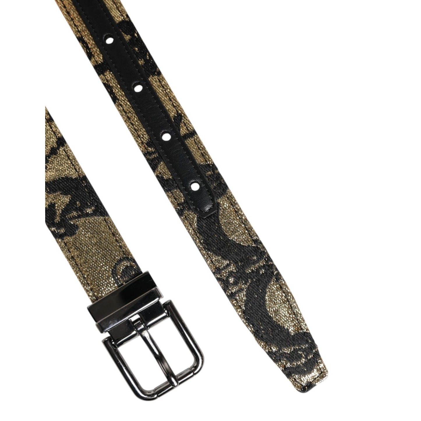 Dolce & Gabbana Multicolor Jacquard Leather Metal Buckle Belt