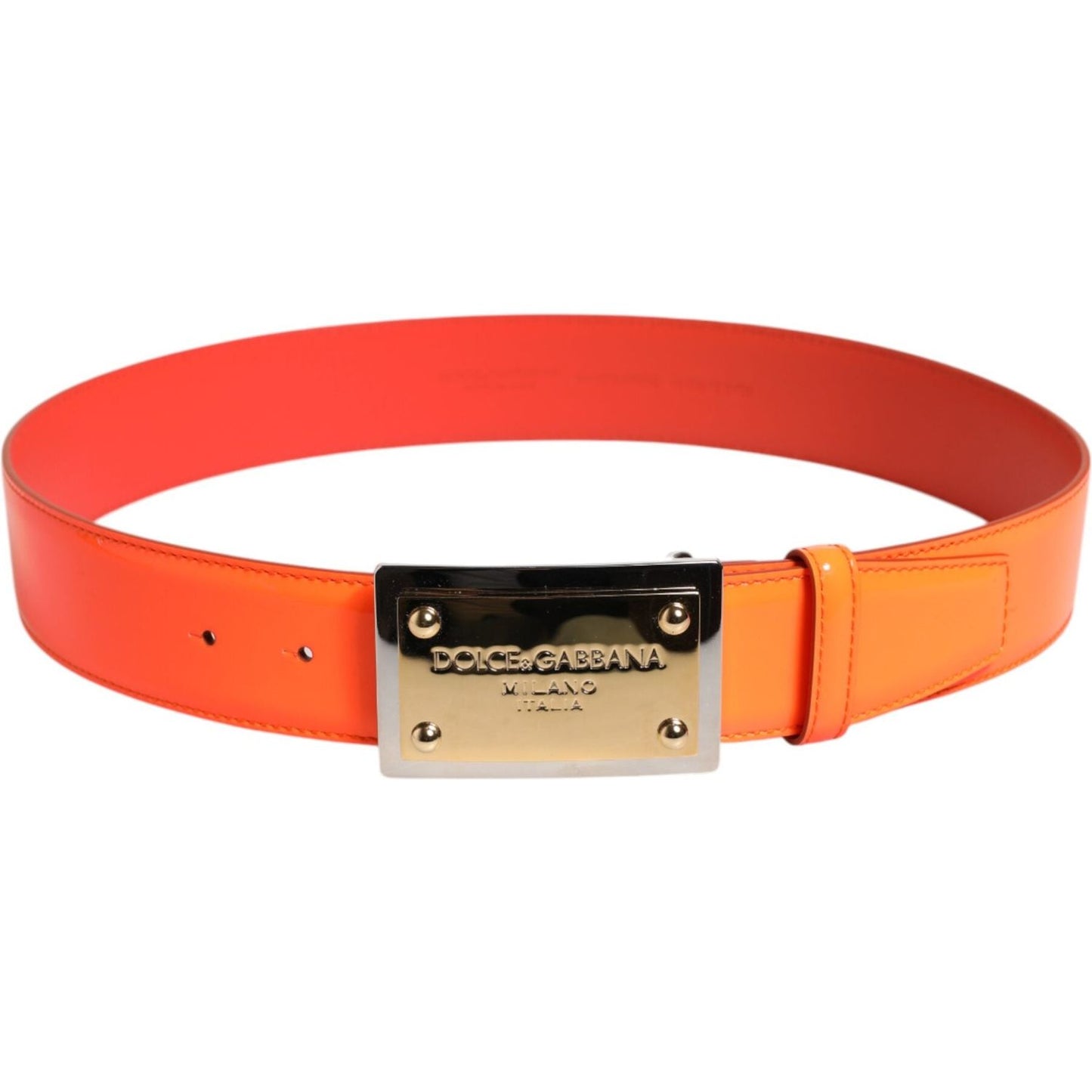 Dolce & Gabbana Orange Gold Tone Metal Logo Buckle Belt BEL9418-100