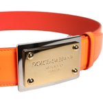 Dolce & Gabbana Orange Gold Tone Metal Logo Buckle Belt BEL9418-100