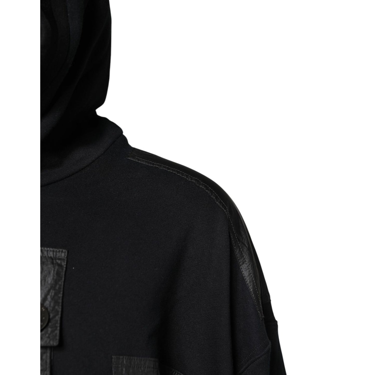 Dolce & Gabbana Black Cotton Hooded Sweatshirt Sweater