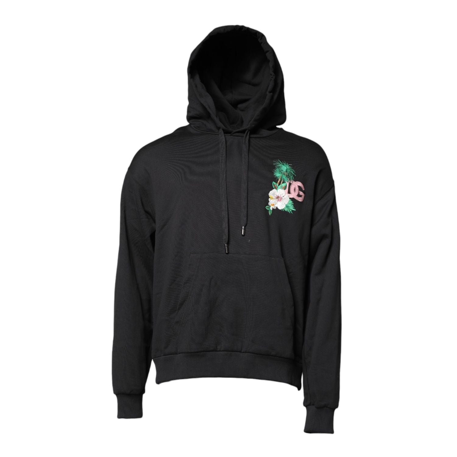 Dolce & Gabbana Black Embroidery Hooded Sweatshirt Sweater