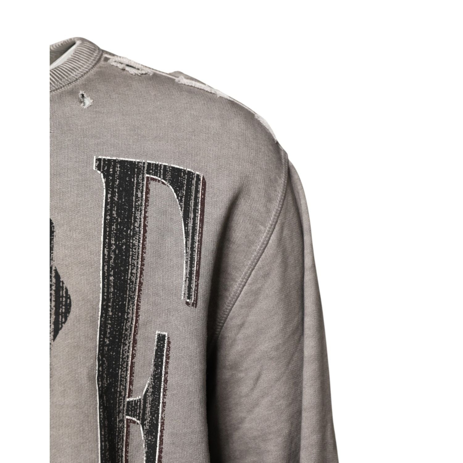 Dolce & Gabbana Gray Logo Print Crew Neck Pullover Sweater