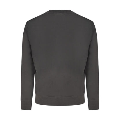Back view of Hugo Boss Black Cotton Men Sweater showcasing sleek design and brushed texture.