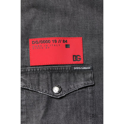 Dolce & Gabbana Gray Long Sleeves Button Down Denim Shirt