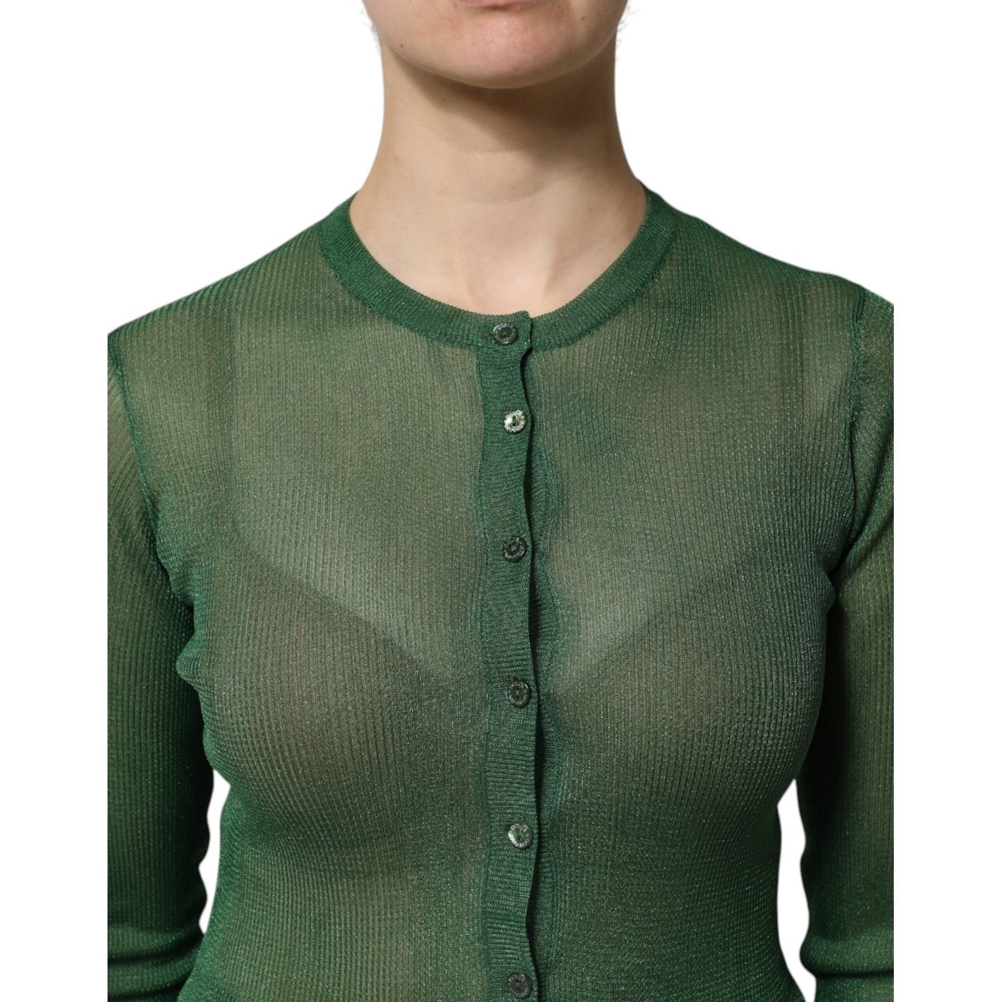 Dolce & Gabbana Green Polyester Long Sleeves Cardigan Sweater