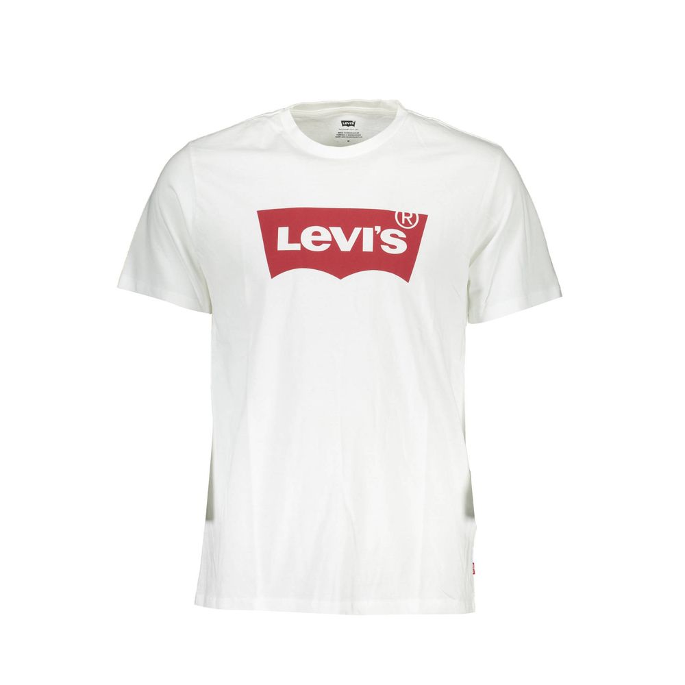 Levi's White Cotton Men T-Shirt featuring bold red logo, high-quality cotton fabric, perfect for casual fashion enthusiasts.