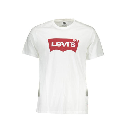 Levi's White Cotton Men T-Shirt featuring bold red logo, high-quality cotton fabric, perfect for casual fashion enthusiasts.