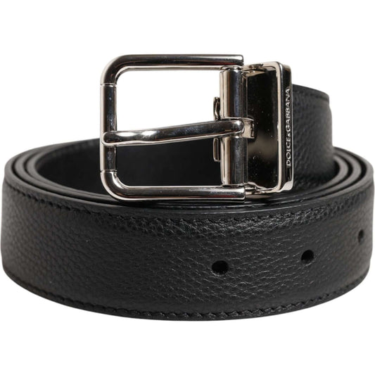 Dolce & Gabbana Black Calf Leather Classic Metal Buckle Belt BEL9441-100