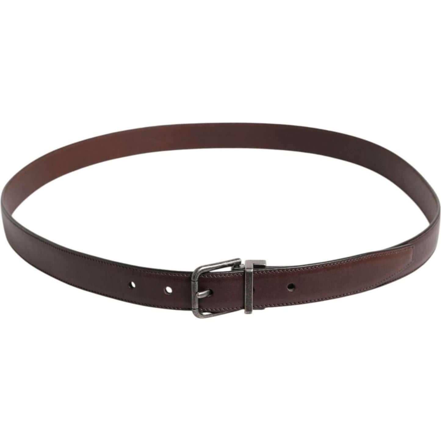 Dolce & Gabbana Brown Classic Calf Leather Metal Buckle Belt BEL9444-105