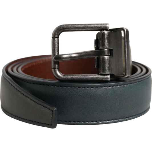 Dolce & Gabbana Green Classic Leather Metal Buckle Belt BEL9445-95