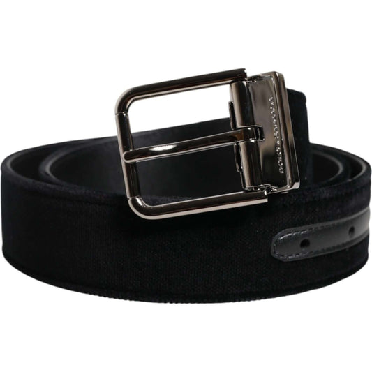 Dolce & Gabbana Black Cotton Silver Metal Buckle Belt BEL9447-115