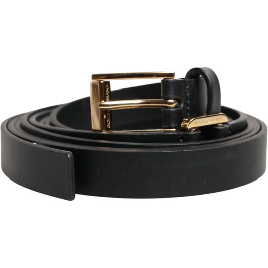 Dolce & Gabbana Black Double Strap Leather Gold Buckle Belt BEL9449-115