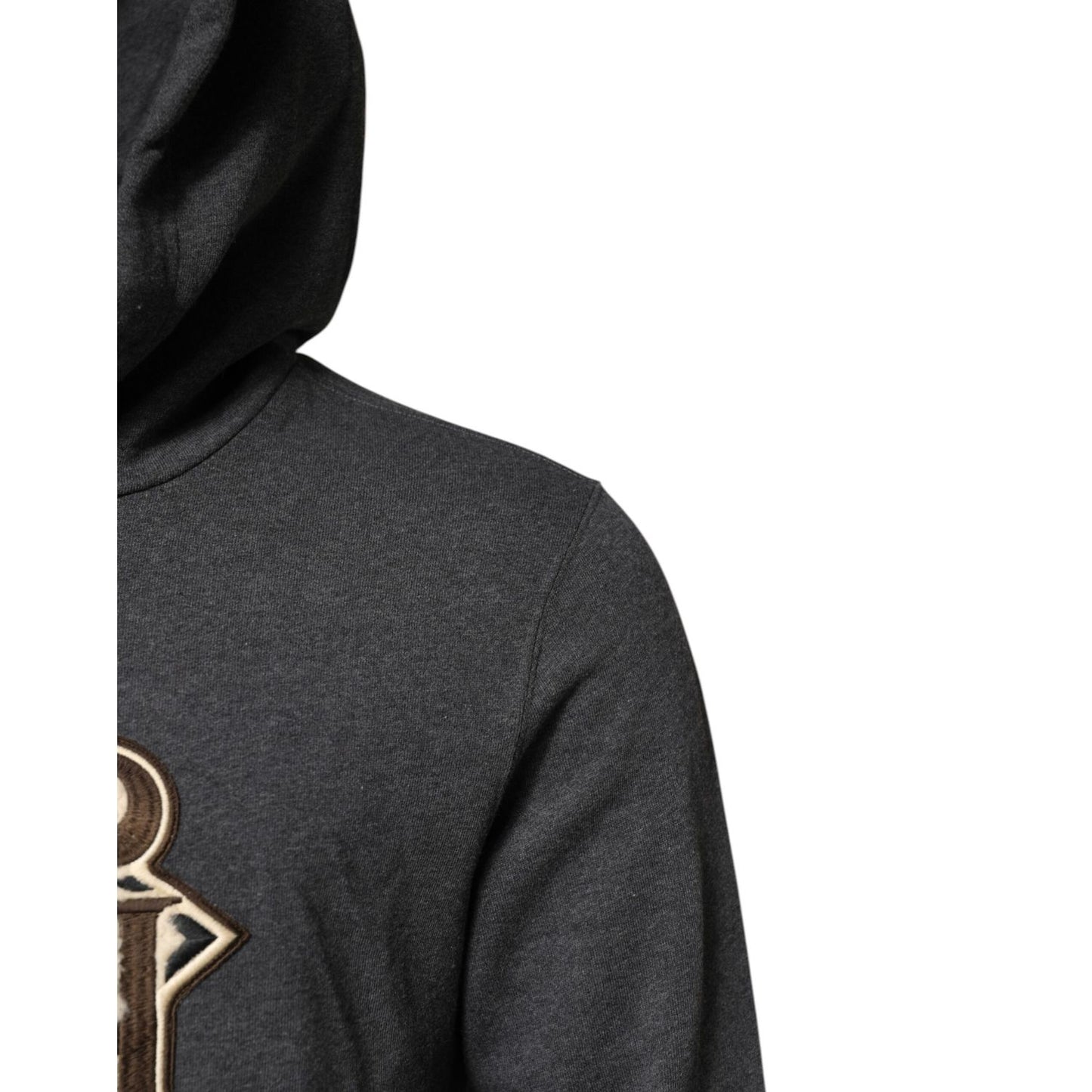 Dolce & Gabbana Gray Logo Patch Hooded Sweatshirt Sweater