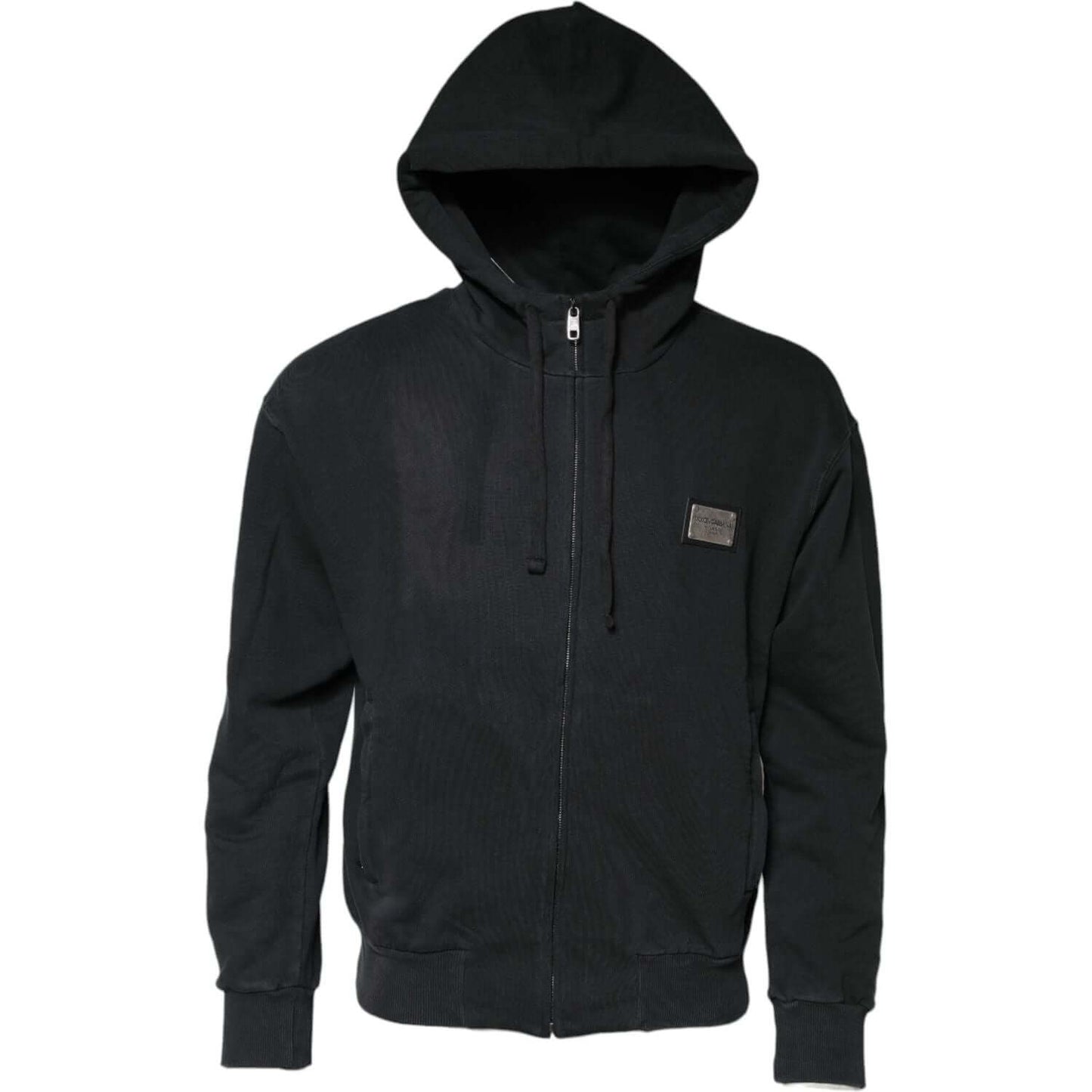 Dolce & Gabbana Black Logo Full Zip Hooded Men Sweatshirt Sweater