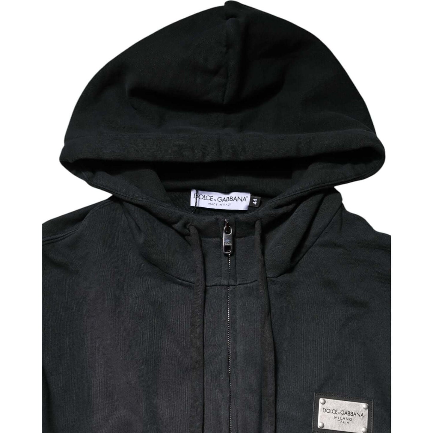 Dolce & Gabbana Black Logo Full Zip Hooded Men Sweatshirt Sweater