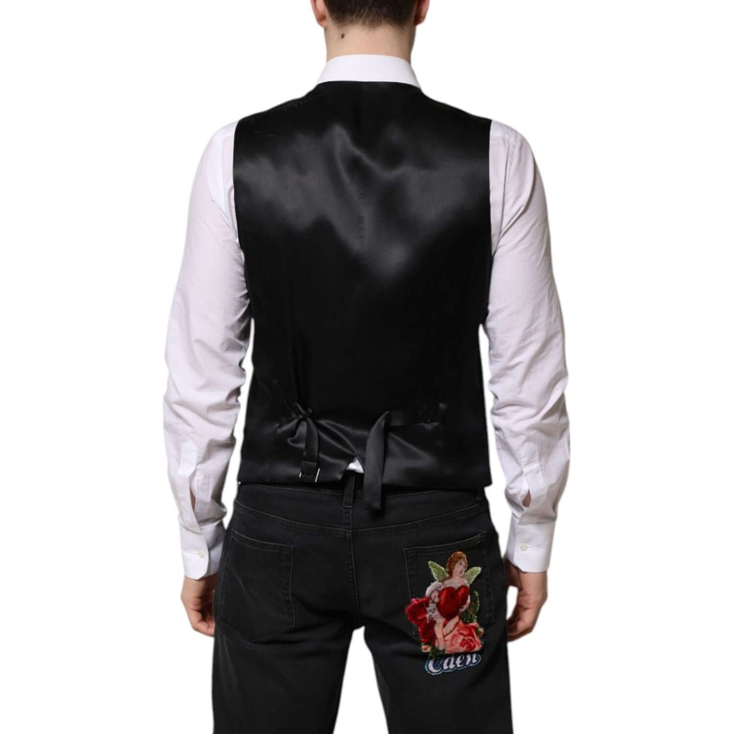 Dolce & Gabbana Green Wool Dress Formal Men Waistcoat Vest TSH90457-48