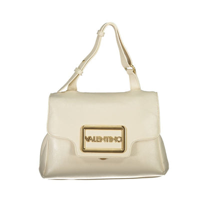 Mario Valentino Beige Polyethylene Women Handbag with adjustable handle and logo, chic design for stylish and versatile use.
