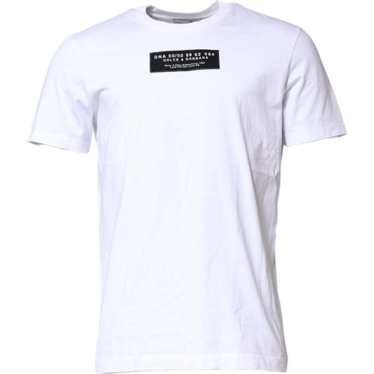 Dolce & Gabbana White Cotton Logo Patch Crew Neck T-shirt Dolce & Gabbana