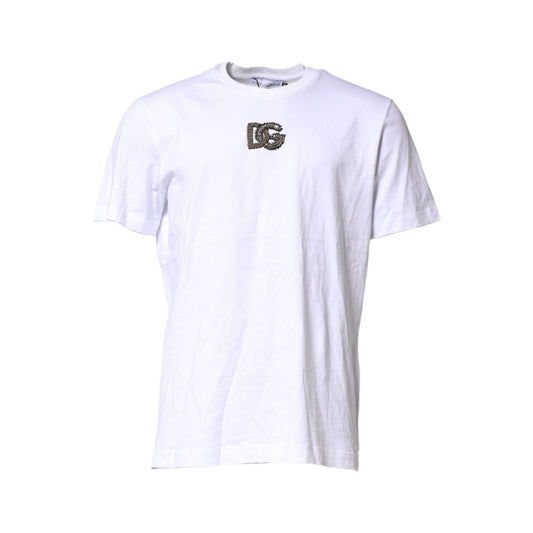 Dolce & Gabbana White Logo Embroidery Crew Neck T-shirt Dolce & Gabbana